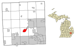 Oakland County Michigan Incorporated and Unincorporated areas Orchard Lake Village highlighted